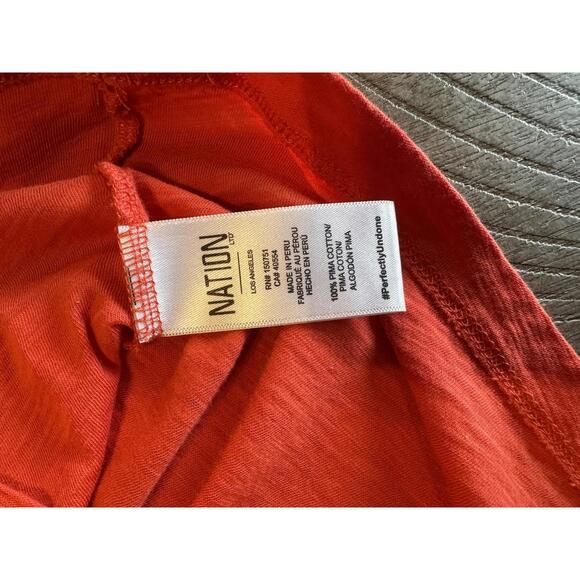 Nation LTD. Loren Peasant Tee Shirt Puff Sleeve 100% Cotton Red/Orange Womens XS - Picture 6 of 13